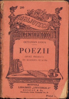 C4272N Poezii de Octavian Goga, Biblioteca pentru toți foto