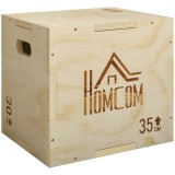 HOMCOM Plyo Box din Lemn cu 3 &Icirc;nălțimi, Jumping Box Pliometric, Capacitate 120 Kg, 40,5 x 35,5 x 30,5 Cm | Aosom Romania