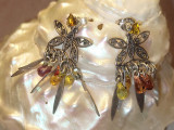 Cercei argint 925 antici cu safire naturale multicolore model fluture candelabru