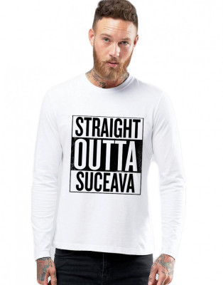 Bluza barbati alba - Straight Outta Suceava - L foto