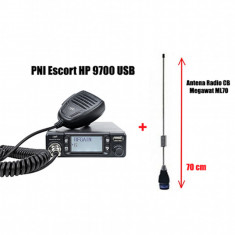 Statie Radio CB PNI Escort HP 9700 USB ASQ 12v 24v + Antena Radio CB Megawat ML70