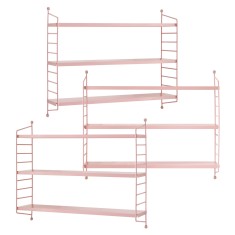 Set 3 buc raft perete Str&auml;ngn&auml;s 50x60x15cm otel roz [en.casa] HausGarden Leisure