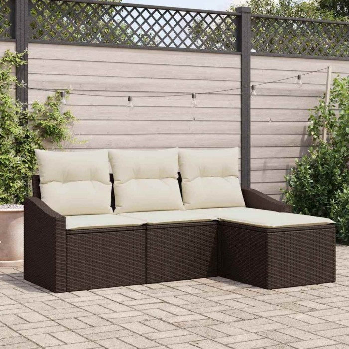 vidaXL Set de canapele pentru grădină 4 pcs Maro Rattan poli 3346668