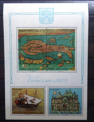 Vatican 1972 - ARTA, CORABII, HARTA VENETIA, BLOC MNH, PT32 foto