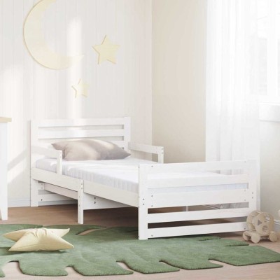 vidaXL Cadru de pat cu saltea cu headboard Alb 80 x 200 cm 3385956 foto