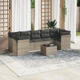 Gossi set mobilier de gradina cu perne, 8 piese gri deschis poliratan