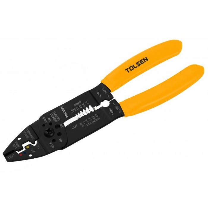 Cleste pentru dezizolare si sertizare cabluri Tolsen, 215 mm, uz industrial Cleste pentru dezizolare si sertizare cabluri Tolsen, 215 mm, uz industrial