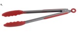Cumpara ieftin Cleste din otel inoxidabil si silicon, 27cm, rosu, sistem blocare deblocare
