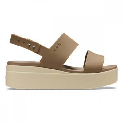 Sandale Crocs Brooklyn Low Wedge Maro - Khaki/Bone foto