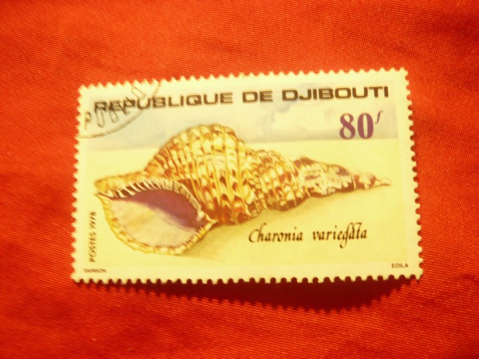 Timbru Djibouti 1978 - Scoici , val. 80fr stampilat