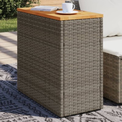 vidaXL Masă laterală de grădină blat lemn gri 58x27,5x55 cm poliratan 366134 foto