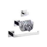 Set de accesorii pentru baie din 3 piese, oțel inoxidabil SUS 304, suport pentru h&acirc;rtie igienică, bară pentru prosop, c&acirc;rlig pentru halat