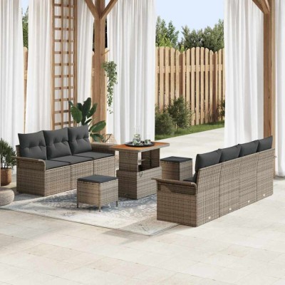 vidaXL Set de canapele pentru grădină 10 pcs Gri 90 x 55 x 71 cm 3364053 foto