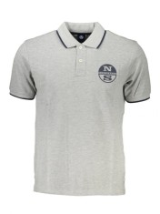 Tricou polo barbati, cu imprimeu cu logo, Regular fit, Gri deschis, S foto