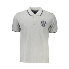 Tricou polo barbati, cu imprimeu cu logo, Regular fit, Gri deschis, S