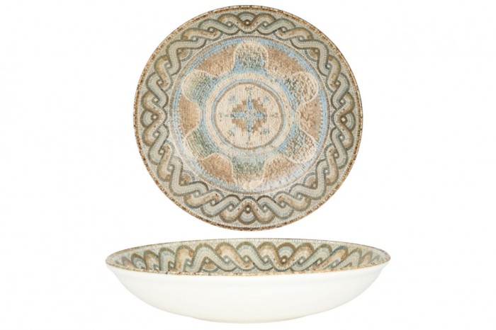 Rinart Farfurie ad&acirc;ncă - Celest - Porţelan - 25 cm (1200cc) - set de 6