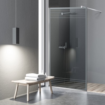 Paravan dus walk-in Aqua Roy INOX, model Fence incolor, sticla 8 mm gri, securizata, anticalcar, 120x195 cm foto