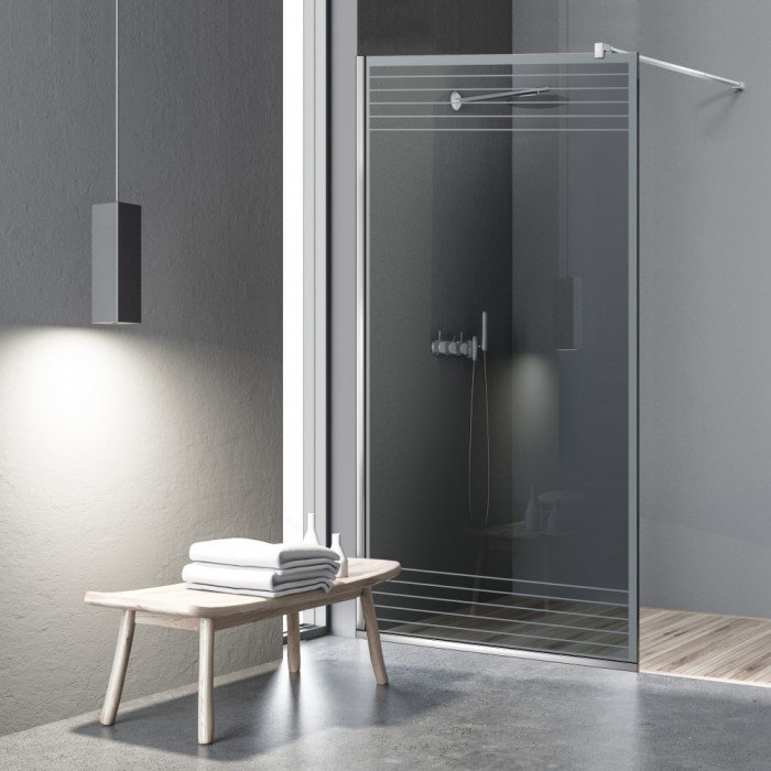 Paravan dus walk-in Aqua Roy INOX, model Fence incolor, sticla 8 mm gri, securizata, anticalcar, 120x195 cm