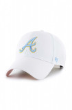 47brand șapcă din amestec de lana MLB Atlanta Braves culoarea alb, cu imprimeu, 47 Brand