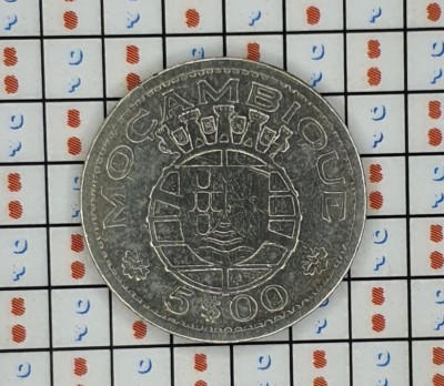 Mozambic Mozambique 5 Escudos 1960 - argint - km 84 foto