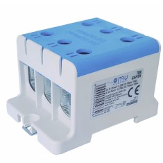 Clema terminala conexiune 1 pol albastra Cu-Al 6 gauri 16-95mm &sup2;, , , , , , , montare pe sina DIN 35mm 290A (Al) 320A ( Cu) cu surub imbus