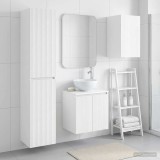 Cumpara ieftin Set dulap baie 3 buc. Alb foarte lucios 33 x 34,5 x 160 cm