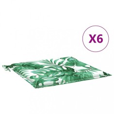 Perne de scaun, model frunze, 6 buc., 40x40x3 cm, textil foto