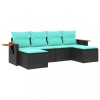 Set canapele de gradina cu perne, 6 piese, negru, poliratan