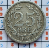 Suedia 25 ore 1907 argint - Oscar II - km 775 - D34802, Europa