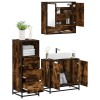 VidaXL Set mobilier de baie, 3 piese, stejar fumuriu, lemn prelucrat 3301037