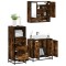 vidaXL Set mobilier de baie, 3 piese, stejar fumuriu, lemn prelucrat 3301037
