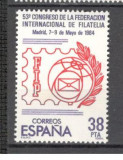 Spania.1984 Congresul Federatiei Internationale de Filatelie SS.189, Nestampilat