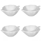 Set boluri, 4 piese, 120 ml, Portelan, Alb fildes