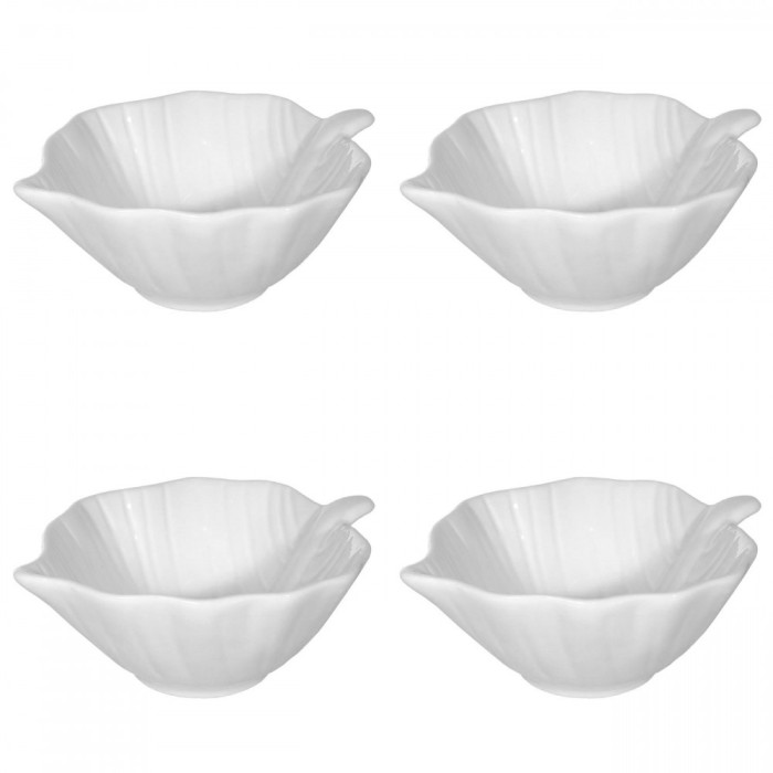 Set boluri, 4 piese, 120 ml, Portelan, Alb fildes