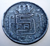 2.210 BELGIA WWII LEOPOLD III 5 FRANCS FRANCI 1941 DER BELGEN