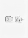 Cumpara ieftin Cercei pe Ureche din Argint 925 Patrati cu Simbolul Infinitului in Relief, 14 mm, 2.90g