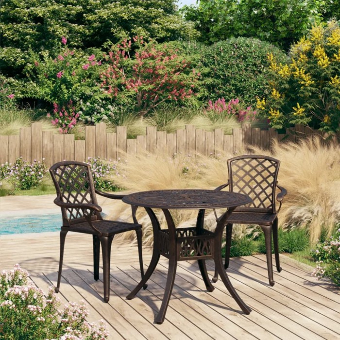 Gossi set mobilier bistro, 3 piese, bronz, aluminiu turnat