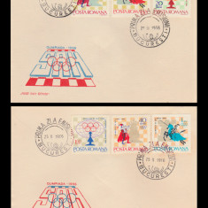 1966 Romania - 2 FDC Olimpiada de Sah - Havana, LP 621