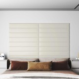 vidaXL Tăblie de Pat pentru Perete 12 pcs Crem 90 x 15 cm Catifea 4008365