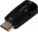 ADAPTOR video LOGILINK, splitter HDMI (T) la VGA (M) + Jack 3.5mm (M), rezolutie maxima Full HD (1920 x 1080) la 30Hz, black, &quot;CV0107&quot; (timbru verde 0