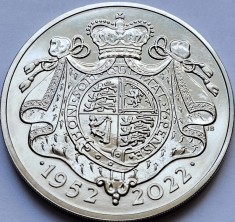 5 pounds 2022 Marea Britanie, Platinum Jubilee, Queen riding horse, unc foto