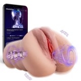 Masturbator Pussy Sora, Control Aplicatie Mobila, Functie de Impingere si Vibratii, Material Superskin, USB Magnetic, 23 cm