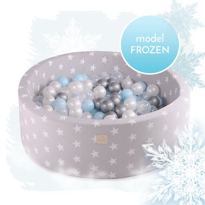 Piscina uscata cu 250 de bile (Babyblue, Alb perlat, Silver, Transparent) MeowBaby , Frozen, 90x30 cm, Gri deschis foto