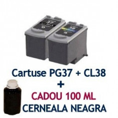 Pachet Cartus CANON PG37 + Cartus CANON CL38 + CADOU 100 ML cerneala BK ( PG-37... foto