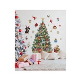 Cumpara ieftin Sticker/Autocolant Craciun cu Brad impodobit si cadouri 71x71cm - 373969
