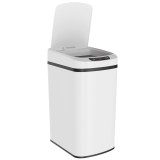 HOMCOM Coș de Gunoi de 12L cu Senzor Infraroșu, Buton Touch și Găleată Detașabilă, Coș de Gunoi din Oțel Inoxidabil, ABS și PP, 28x22x41 cm, Alb | Aos