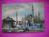 HOPCT 18567 GRAVURa sec xviii FANTANA AHMET SI SFANTA SOFIA - ISTANBUL -TURCIA- -NECIRCULATA