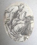 Valentin Lefebvre dupa Paolo Veronese &quot;Janus si Juno&quot; gravura veche sec 17
