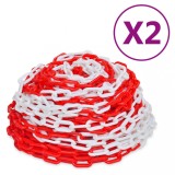 Lant Avertizare Plastic Rosu/Alb 30m (2 Buc) - Bariera Siguranta Temporara, Interior/Exterior, Vizibilitate Maxima