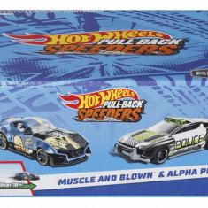 HOT WHEELS SET 2 MASINUTE METALICE PULL BACK MUSCLE AND BLOWN SI ALPHA PURSUIT